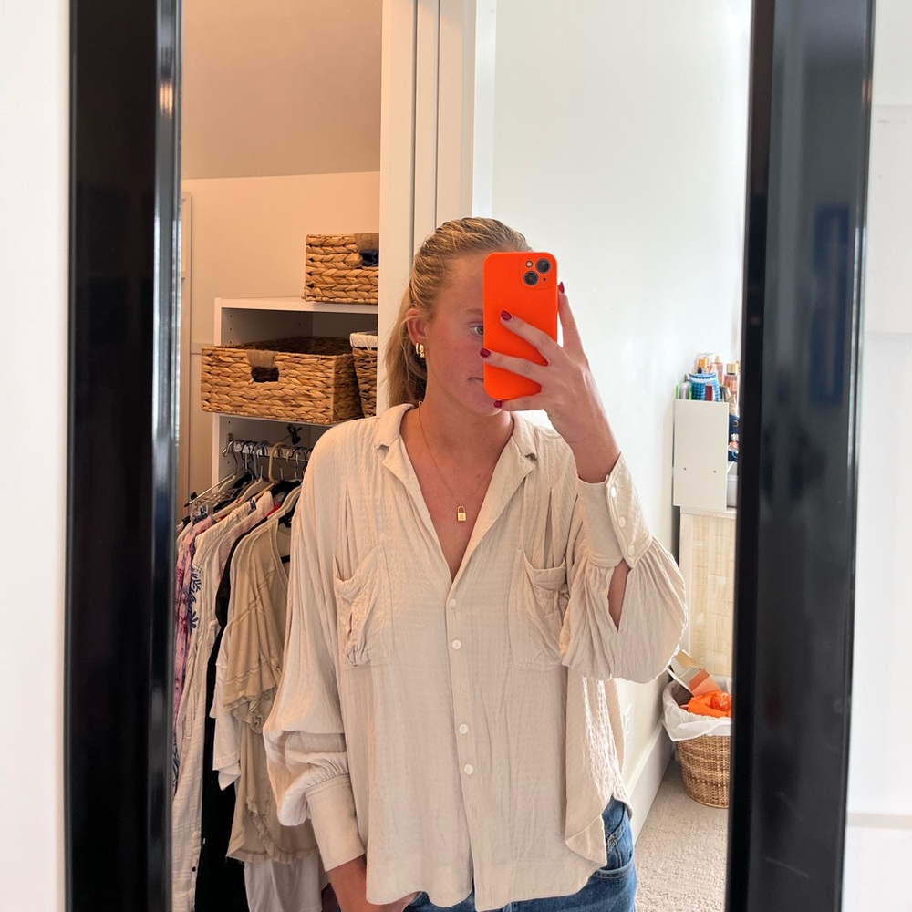 Free people tan blouse